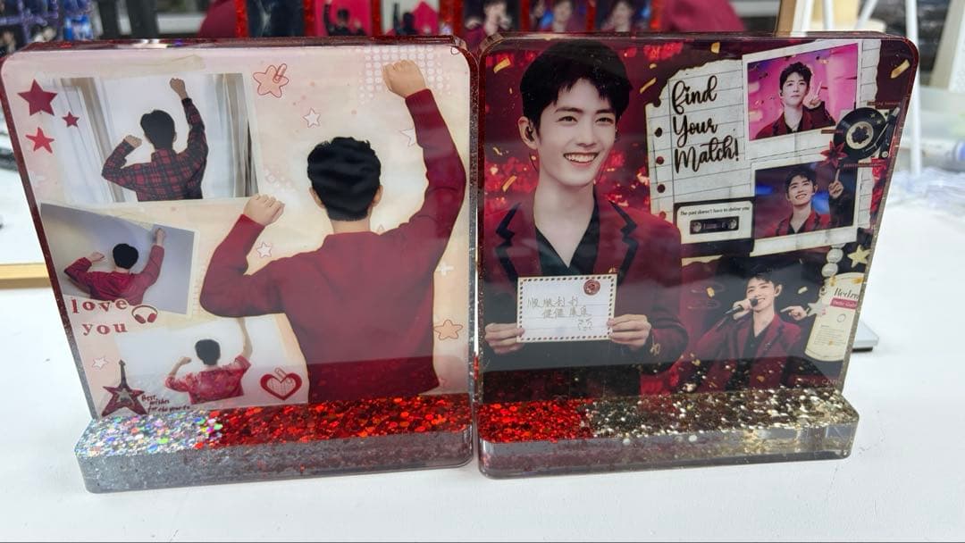 新作❣️王一博 肖戦 2番スタジオ　新両面レジン九宫格玄関置物3点セット❣️確認用