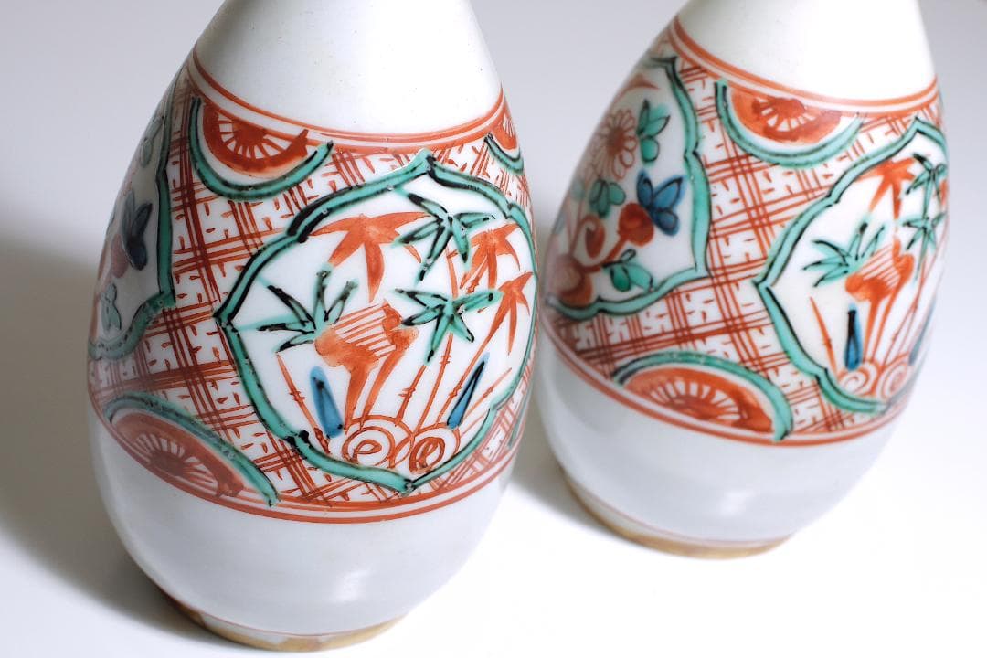 六代 高橋道八(1881-1941) 呉須赤絵 徳利 ニ客