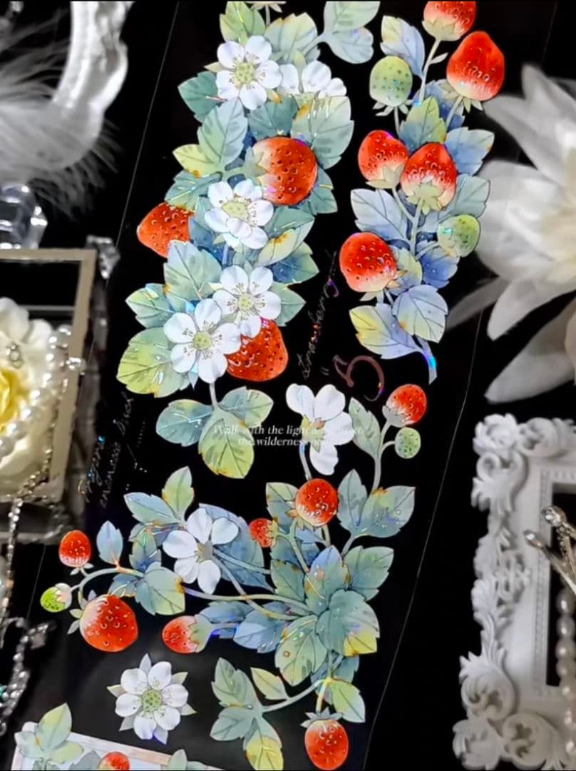 【バラ売りOK】苺＆花柄マスキングテープ 巻売り 3個セット