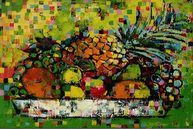 油絵 菅家令子 絵 絵画インテリア 額付(白) uF6-061103 静物 果物